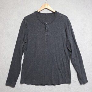 Lululemon Shirt Mens Medium Gray Henley 5 Year Basic Long Sleeve Stretch Casual